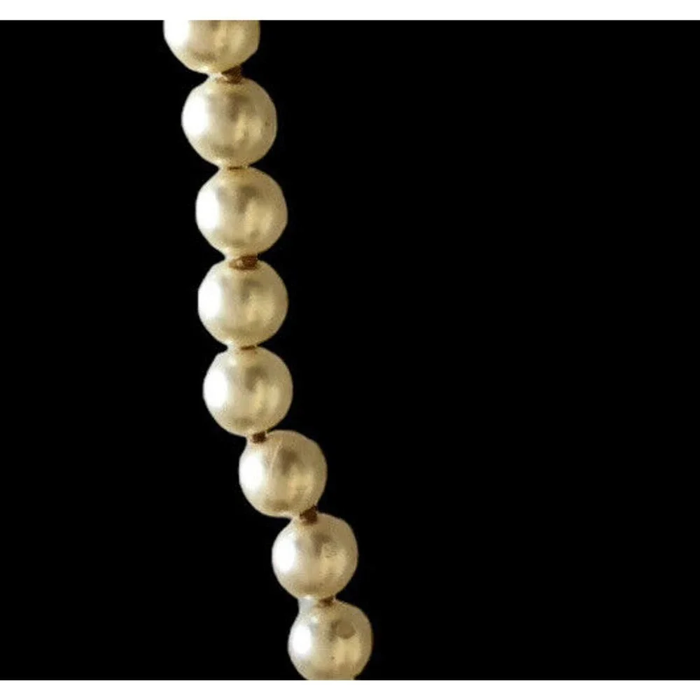 Ivory Cream Authentic Freshwater Pearl Necklace Hand Knotted 6.5MM 19”